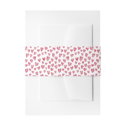 Cute roze Waterverf Love Heart Patroon Uitnodigingen Wikkel (Voorkant Voorbeeld)