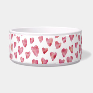 Cute roze Waterverf Love Heart Patroon Voerbakje