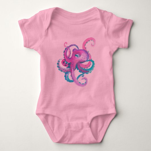 Cute roze waterverf Octopus   Romper (Voorkant)