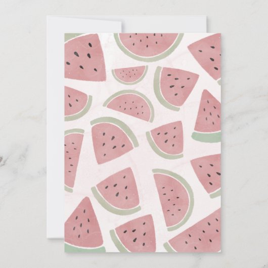 Cute roze Waterverf One in een Melon First Birthda Kaart (Achterkant)