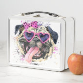 Cute roze Waterverf Pug (In situ)