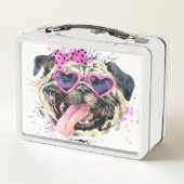 Cute roze Waterverf Pug (Achterkant)