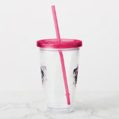 Cute roze Waterverf Pug Acryl Drinkbeker (Links)