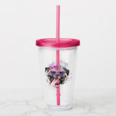 Cute roze Waterverf Pug Acryl Drinkbeker (Voorkant)