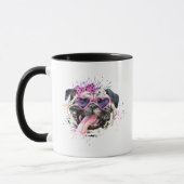 Cute roze Waterverf Pug Mok (Links)