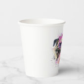 Cute roze Waterverf Pug Papieren Bekers (Voorkant)