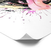 Cute roze Waterverf Pug Poster (Hoek)