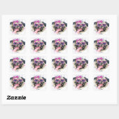 Cute roze Waterverf Pug Vierkante Sticker (Vel)