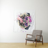 Cute roze Waterverf Pug Wandkleed (In Situ (horizontaal))