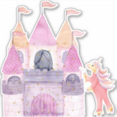 Cute roze Waterverf Unicorn Sticker (Voorkant)
