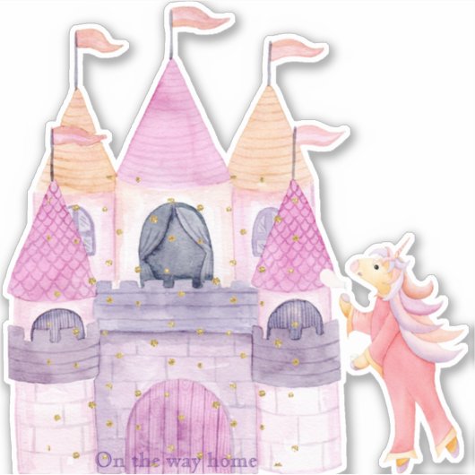 Cute roze Waterverf Unicorn Sticker (Voorkant)