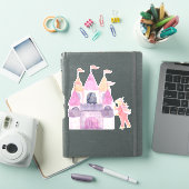 Cute roze Waterverf Unicorn Sticker (iPad Cover)
