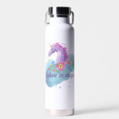 Cute roze waterverf unicorn waterfles (Voorkant)