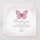 Cute Roze Waterverf Vlinder Meisjes Kinderen Bedankkaart (Voorkant)