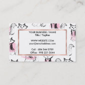 Cute roze waterverf zwarte borsteldruppels kattent visitekaartje (Achterkant)