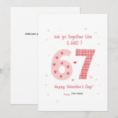 Cute Roze We Komen Samen Als 6 en 7 Design Feestdagenkaart (Voorkant / Achterkant)