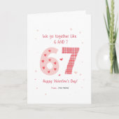 Cute Roze We Komen Samen Als 6 en 7 Design Kaart (Voorkant)