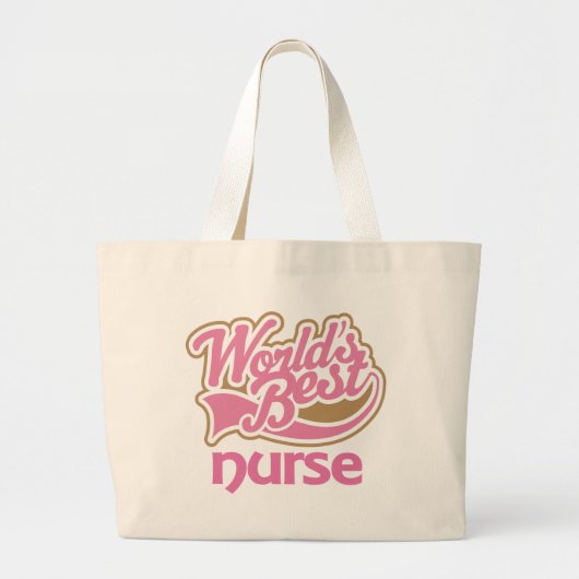 Cute roze werelden Beste verpleegster Grote Tote Bag (Voorkant)