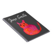 Cute roze whimsical cat waterverf illustratie notitieboek (Rechterzijde)