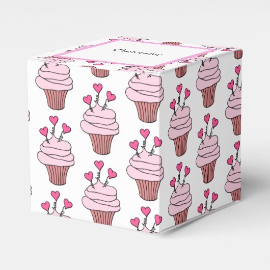 Cute roze & White Cupcakes Cube 2 Bedankdoosjes (Voorkant Zijde)