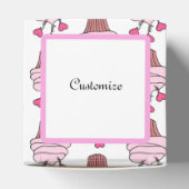 Cute roze & White Cupcakes Cube 2 Bedankdoosjes (Bovenkant)
