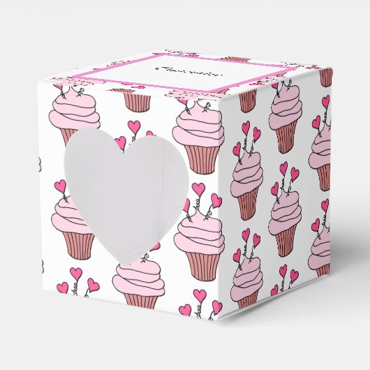 Cute roze & White Cupcakes Heart 2 Bedankdoosjes (Voorkant Zijde)