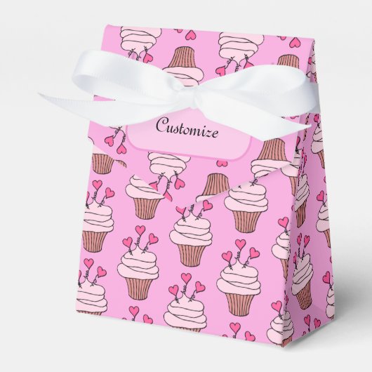 Cute roze & White Cupcakes Tent 2 Bedankdoosjes (Voorkant Zijde)