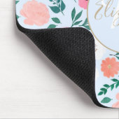 Cute roze & White floral Paint Light blue design Muismat (Hoek)