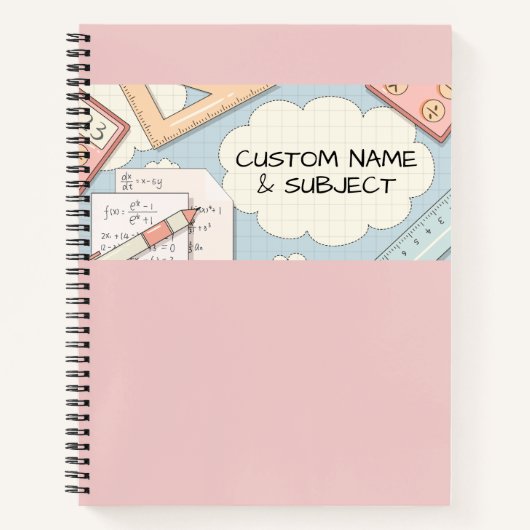Cute roze Wiskunde Tools Graphic Spiral Notitieboe Notitieboek (Voorkant)