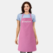 Cute roze witte aangepaste naam monogram chic schort (Gedragen)
