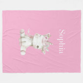 Cute Roze Witte Bloem Eenhoorn Fleece Deken (Voorkant (Horizontaal))