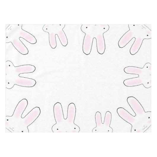Cute roze witte bunny bunnies modern plezier tafelkleed (Voorkant (Horizontaal))