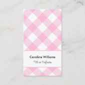 Cute Roze Witte Gingham Schotlandse Ruit QR-code Visitekaartje (Voorkant)