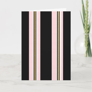 Cute Roze & Witte Goud Zwarte Streep Wenskaart  Feestdagen Kaart