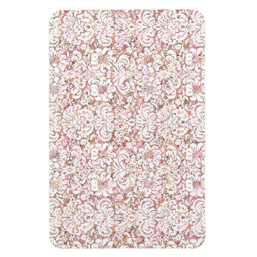 Cute roze witte vintage bloemendesign magneet (Verticaal)