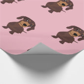 Cute roze worst Dog Dachshund Wrapping Paper Cadeaupapier (Hoek)