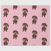 Cute roze worst Dog Dachshund Wrapping Paper Cadeaupapier (Vlak)
