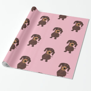 Cute roze worst Dog Dachshund Wrapping Paper Cadeaupapier