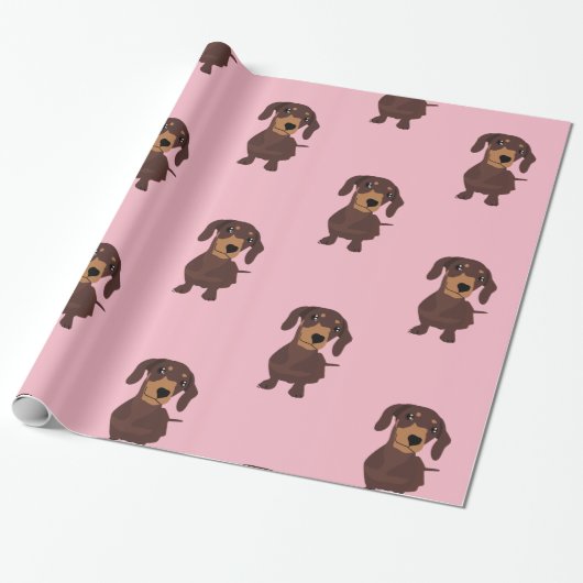 Cute roze worst Dog Dachshund Wrapping Paper Cadeaupapier (Uitgerold)