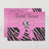 Cute roze Zebra en bedrukt Vrijgezellenfeest Kaart (Voorkant / Achterkant)