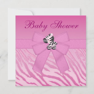 Cute roze Zebra & Flowers Animal Print Baby shower Kaart