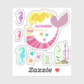 Cute Roze Zeemeermin Onder Zee Vinyl Sticker (Vel)
