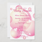 Cute roze zeep bubbels baby shower party meisje kaart (Voorkant)