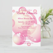 Cute roze zeep bubbels baby shower party meisje kaart (Staand voorkant)
