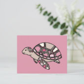 Cute roze zeeschildpad briefkaart (Staand voorkant)