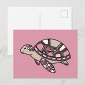 Cute roze zeeschildpad briefkaart (Voorkant / Achterkant)