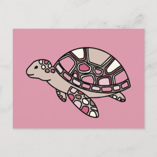 Cute roze zeeschildpad briefkaart
