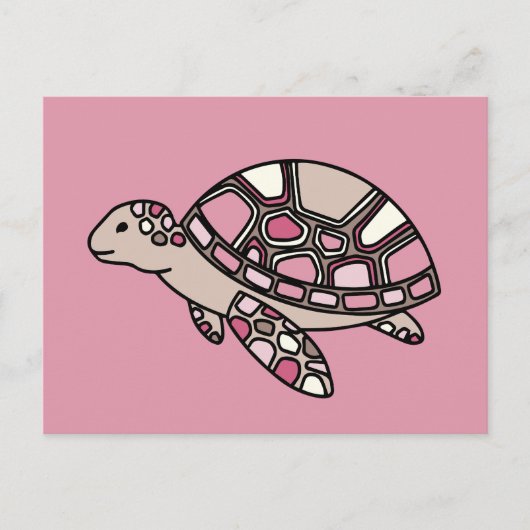 Cute roze zeeschildpad briefkaart (Voorkant)