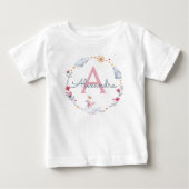 Cute roze zwaan en zonnebloem met monogram (Voorkant)