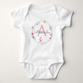 Cute roze zwaan en zonnebloem met monogram romper (Voorkant)
